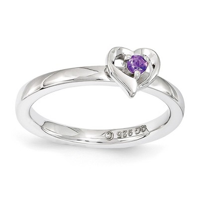 Black Bow Jewelry Sterling Silver Stackable Expressions Amethyst 6mm Heart Ring