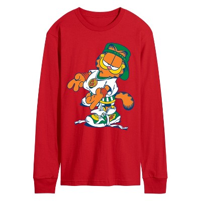 Men's - Garfield - Street Fashion Peace Pose Long Sleeve Graphic T-Shirt