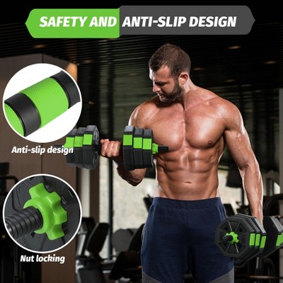 88LB Adjustable Octagonal Dumbbell Set (2-Pack) - 3-in-1 Barbell/Kettlebell for Full Body & Muscle Training
