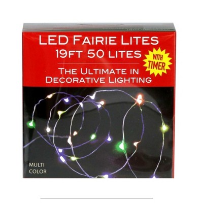 Kurt Adler Indoor Battery Operated 50 LED Multicolored Fairy Light Set with Timer, 19ft