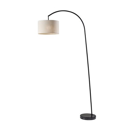 Adesso Chrystie Arc Lamp Black: Marble Base, Polyester Shade, ETL Listed, 83.5" Height