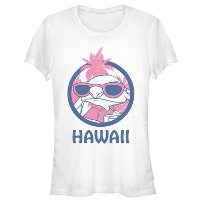 Junior's Women Lilo & Stitch Pink Sunglasses Stitch T-Shirt