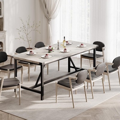 3-Piece Retro Brown Dining Set | Rectangular Table + 2 Upholstered Benches (Seats 4) | Chamfered Metal Frame for Small Kitchens/Apartments