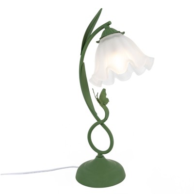 YIYIBYUS Green Creative Flower-Shaped Desk Light Table Lamp with Glass Shade