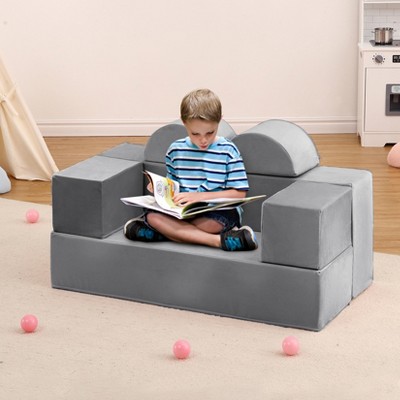 Kids Sofa Set Couch for Toddlers, Foam with Detachable Cushions Convertible Soft Couch for Reading Playing and Sleeping