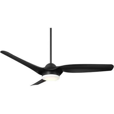 Casa Vieja 54" Sierra Modern Indoor Outdoor Ceiling Fan 3 Blade LED Light Remote Control Matte Black Finish Bedroom Patio Living Room Damp Rated
