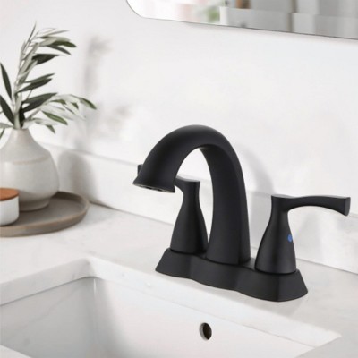 4-Inch Centerset Bathroom Sink Faucet with 2 Handles and Pop-Up Drain, Brushed Nickel Finish