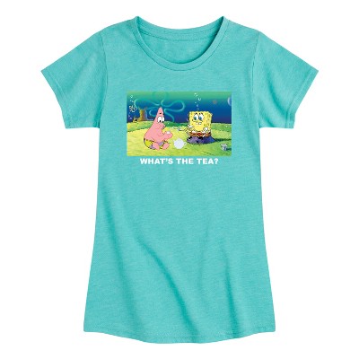 Girls' - SpongeBob SquarePants - What's The Tea Fitted Short Sleeve Graphic T-Shirt