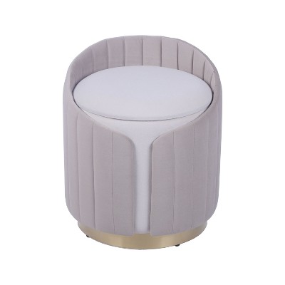 Kumasinova 19.25" Two-Tone Velvet Storage Ottoman,Taupe Vanity Stool with Tufted Design,Multifunctional Foot Stool for Living Room,Bedroom