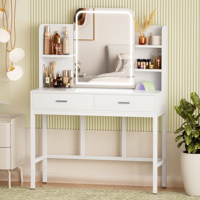 Aheaplus Makeup Vanity with Mirror and Lights, Vanity Table with Drawers