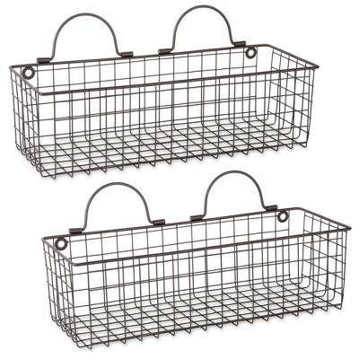 Medium Rustic Bronze Wire Wall Basket Set/2