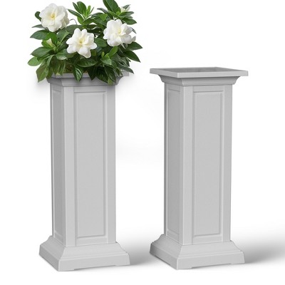 INFURNIC Planters, Tall Plant Pedestal with Stands, Standing Garden Bed Outdoor for Patio Balcony Backyard, White, 13.98"*13.98"*36.02"