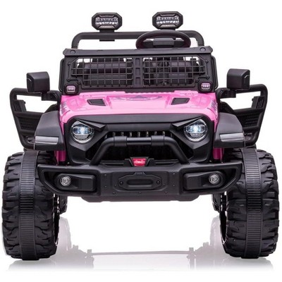 24V 2-Seater Kids Ride-On Truck, 2x120W Motors Electric Car with Remote Control, 20" Extra Wide Seat, 15.5" XL Wheels, Storage & Bottle Holder