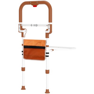 Topteng Foldable Bed Assist Rail with Adjustable Height Non-Slip Handle & Storage Pouch