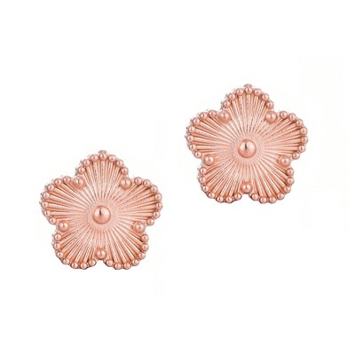 Adornia Tarnish Resistant 14k Rose Gold Plated 5-Leaf Clover Stud Earrings