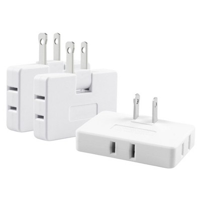 Itopfox 3-Pack Flat Wall Outlet Extender, 3-Way Plug Adapter with Foldable Design for Home & Travel, White