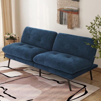 MUUEGM 72" Convertible Futon Sofa Bed, Terry Cloth Couch with Adjustable Backrest & Washable Covers for Small Spaces, Living Room