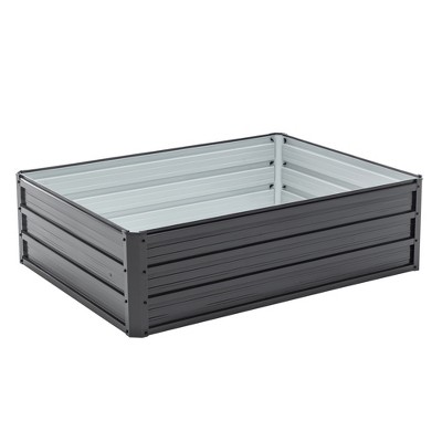 4x3x1ft  Metal Raised Garden Bed – Outdoor Planter Box with Open Base for Vegetables, Herbs, Flowers & Fruits