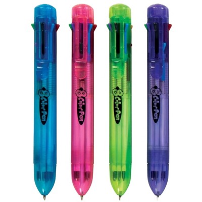 8-Color Multicolor Pens (4 Pack) - Retractable, Assorted Barrels, Black Ink