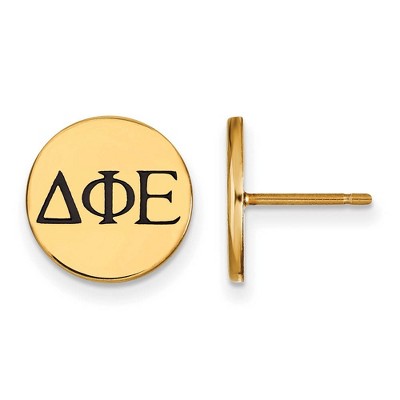 Black Bow Jewelry 14k Yellow Gold Plated Sterling Silver Delta Phi Epsilon Greek Life Stud Earrings