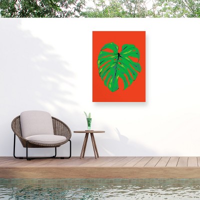 Trademark Fine Art - Francesco Gulina  Monstera Leaf Red Matted Framed Art
