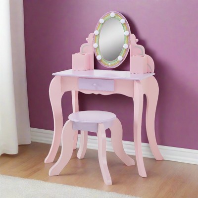 Fantasy Fields Little Princess Rapunzel Vanity with LED Mirror, Pink