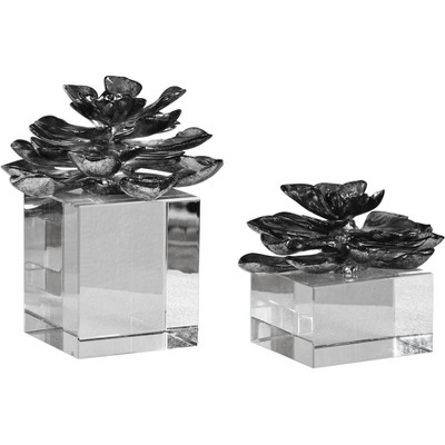 Uttermost Korba Silver and Crystal 2-Piece Lotus Set
