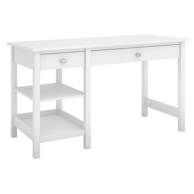 Broadview Computer Desk with Shelves Pure White - Bush Furniture: MDF Laminate, Adult Assembly Required