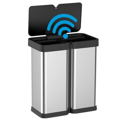 Automatic Motion Sensor Trash Can, 60L/16 Gal Touchless Garbage Bin with Soft-Close Lid, Dual Compartment Waste Basket for Kitchen, Office