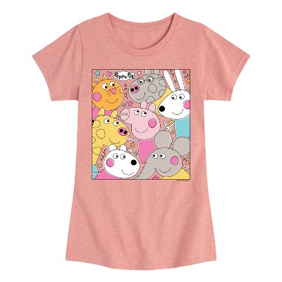 Girls' - Peppa Pig - Suzy Emily Rebecca Candy Gerald Pedro Fitted Short Sleeve Graphic T-Shirt