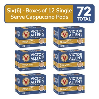Victor Allen's Coffee Sweet and Salty Caramel Flavored Cappuccino, 72 Count, Single Serve K-Cup Pods for Keurig K-Cup Brewers Brewers