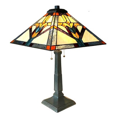 Chloe Lighting Shay Mission 2 Light Tiffany-Style Antique Dark Bronze Table Lamp 16" Shade