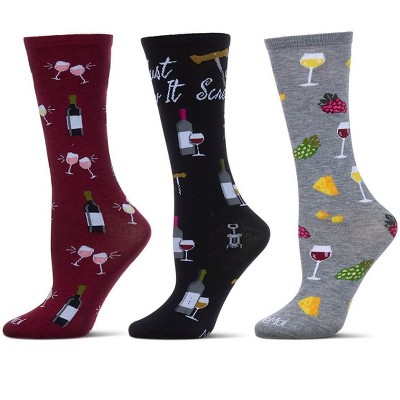 Memoi Boxed Wine 3 Pack Gift Set Crew Socks Multi One Size