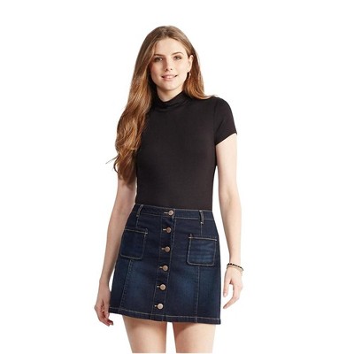 Aeropostale Womens Solid Mock Basic T-Shirt