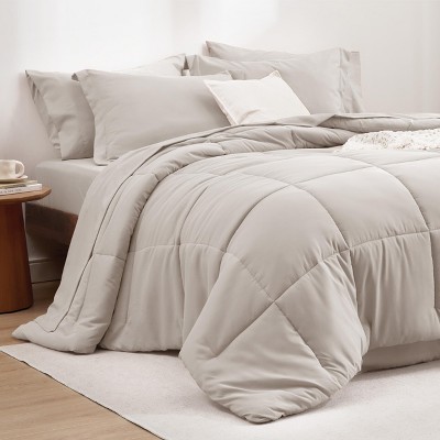 Bedsure Bed in a Bag – 5–7 Piece Solid Comforter Set with Sheets and Pillowcases