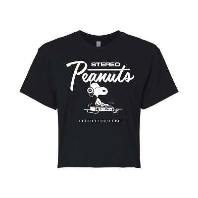 Women's - Peanuts - Stereo Snoopy Dj Cropped Graphic T-Shirt