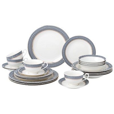 24 Piece Dinnerware Set-Bone China, Service for 4 by Lorren Home Trends