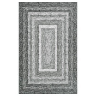 Washable Modern Braided Printed Rug Non Slip Low Pile Rug Soft Contemporary Throw Floor Cover Foldable Indoor Carpet for Living Room Bedroom