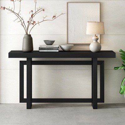 PAGED Modern Console Table with Wood Top,59 inch Rectangle Entryway Table for Living Room,Hallway