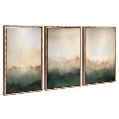 Kate and Laurel Sylvie Green Mountain Abstract I, II and III Framed Canvas Art Set by Amy Lighthall