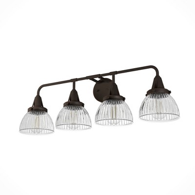 Hunter Fans 8.25" Onyx Bengal Wall Light, Cypress Grove Collection, 4 Bulbs, Dimmable, Elegant Fluted Glass Finish