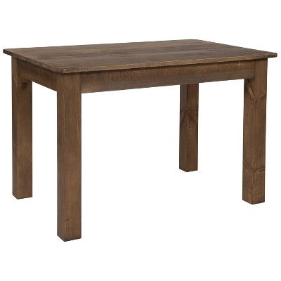 Emma and Oliver 46" x 30" Rectangular Antique Rustic Solid Pine Farm Dining Table