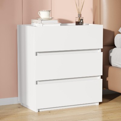 Sandinrayli 3 Drawer Dresser, Small Dresser for Closet, Wooden White Nightstand for Bedroom, White