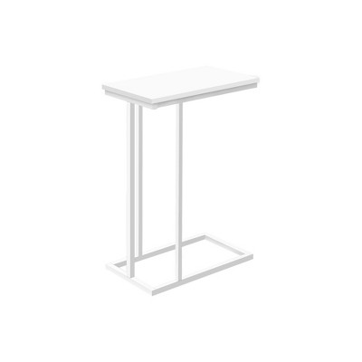 FONTOI C-shaped Side Table, Bedside Table with Felt pads, Snack Stand for Living Room, Bedroom, White, 18.5"*25.25"*10.25"