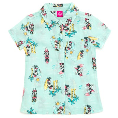 Disney Lilo & Stitch Minnie Mouse Girls Hawaiian Button Down Shirt Little Kid to Big