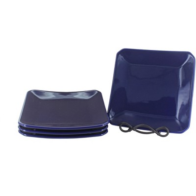 Blue Rose Polish Pottery 2040-4 Zaklady Sq Dessert Plate Set