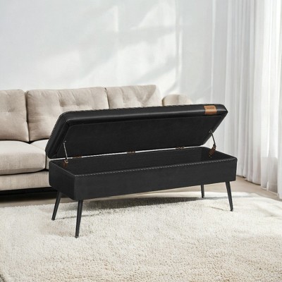 Storage Ottoman Bench, Entryway Bedroom Bench, Storage Bench  Safety Hinges, Loads 660 lb