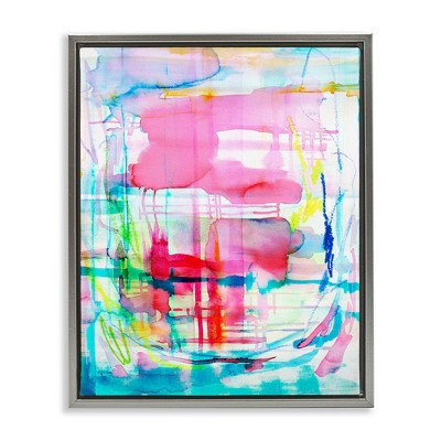 Stupell Industries Vivid Watercolor Abstraction Floating Frame Canvas Art