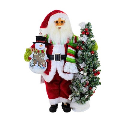 Karen Didion 17.0 Inch Lighted Snowy Days Santa Christmas Figurine , Snowman Tree Timer (1PC)