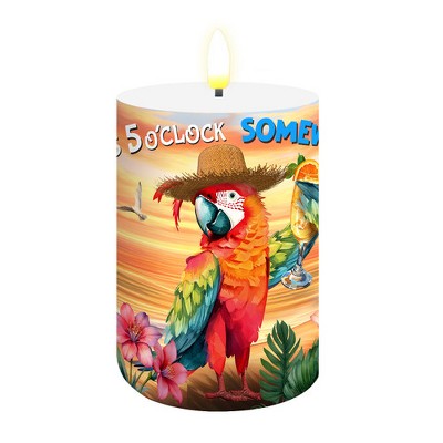 Briarwood Lane Summer Flameless Candle 6x3 Sunset Parrot Flameless Candle with Timer for Summer